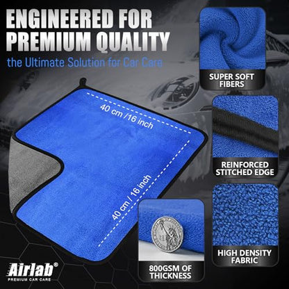 Microfiber Towels Cars Wash Drying Cleaning Cloth (Blue & Grey)