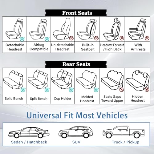 Nappa Faux Leather Car Seat Covers Full Set (Beige / Front Pair)