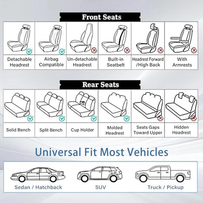 Nappa Faux Leather Car Seat Covers Full Set (Beige / Front Pair)