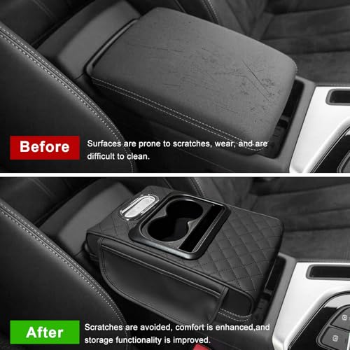 Car Center Console Armrest Pillow (Embroidered, Black)