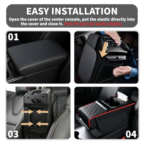 5-in-1 Center Console Cover Fit for Chevy Colorado #005 Redline (Fit for Chevy Colorado / #005 Black&Red)
