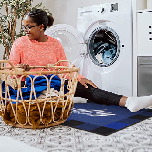 26" x 35" Laundry Room Rug (Laundry Navy Checkered)