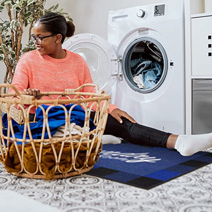 26" x 35" Laundry Room Rug (Laundry Navy Checkered)