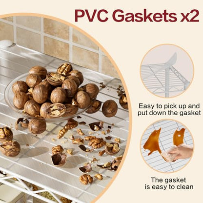 Small Wire 2 Shelves Pantry Metal Shelf Floor Organizer Under Desk (White / 2-Tier 11.8"D X 17.3"W X 12.2"H)