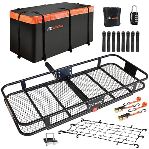 Hitch Mount Cargo Carrier Rack Basket 60"*25"*6"+Waterproof Bag 25 Cu.Ft (60"*25"*6")