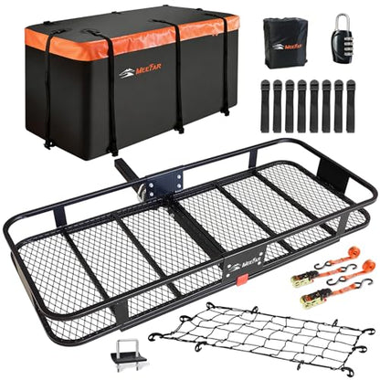 Hitch Mount Cargo Carrier Rack Basket 60"*25"*6"+Waterproof Bag 25 Cu.Ft (60"*25"*6")