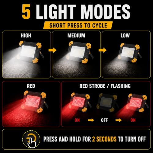 2 Pack Magnetic LED Work Lights (Black + Yellow (2 Pack))