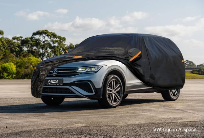 7 Layers Waterproof SUV Car Cover for Volkswagen Tiguan Allspace LWB (PE-Black / Custom Fit VW Volkswagen Tiguan LWB)