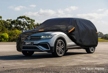 7 Layers Waterproof SUV Car Cover for Volkswagen Tiguan Allspace LWB (PE-Black / Custom Fit VW Volkswagen Tiguan LWB)
