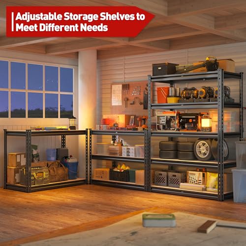 2000LBS Garage Shelving Heavy Duty Storage Shelves 72" H Metal Shelving for Garage Shelves Adjustable 5 Tier Metal Shelf for Pantry Closet Kitchen Basement 35.5" W x 72" H x 15.8" D (15.8"D x 35.5"W x 72"H)