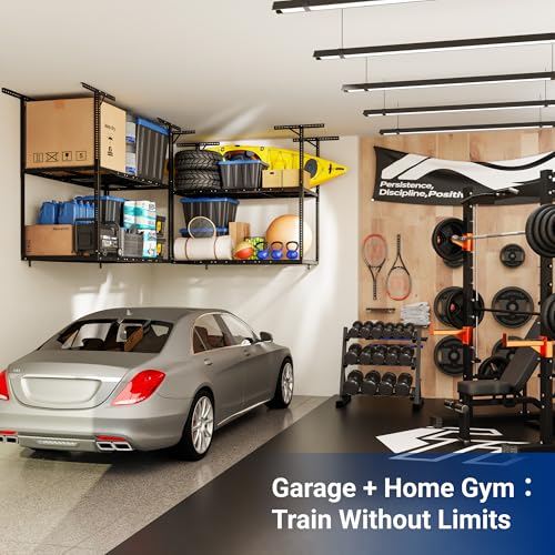 3x6 2 Tier Overhead Ceiling Garage Storage Rack (Black / 2-Tier 3x6 ft)