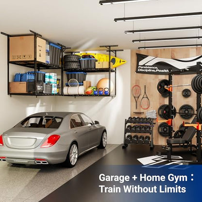 3x6 2 Tier Overhead Ceiling Garage Storage Rack (Black / 2-Tier 3x6 ft)