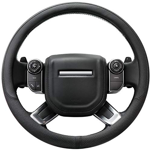 Breathable Car Steering Wheel Cover 16 inch Auto Universal Leather Wrap Non (A-Black / L (15.5"-16"))