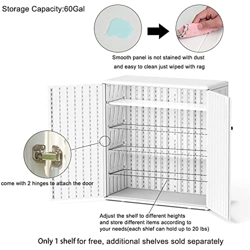 Indoor Outdoor Storage Cabinet Waterproof with Shelf (White)