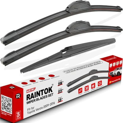 3 Pack Windshield Wiper Blades Replacement for Toyota Venza 2009 (26"/22"/12")