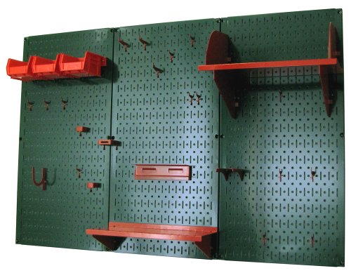 Pegboard Organizer 4 ft. Metal Pegboard Standard Tool Storage Kit with Green Toolboard and Red Accessories (Green Pegboard with Red Accessories)