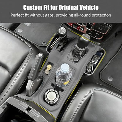 Silicone Center Console Gear Shift Panel Trim Cover for Jeep Wrangler JL (Black)