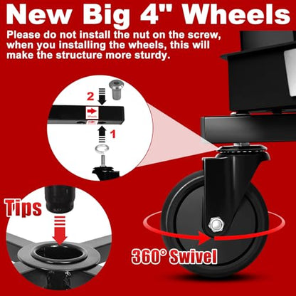 Rolling Stool with Wheels (Black)