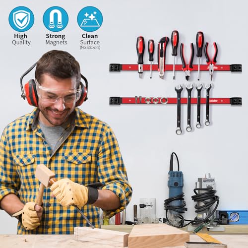 6 Pieces 18" Magnetic Tool Holder Strip (Red 6PC / 18")