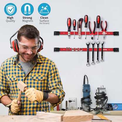 6 Pieces 18" Magnetic Tool Holder Strip (Red 6PC / 18")