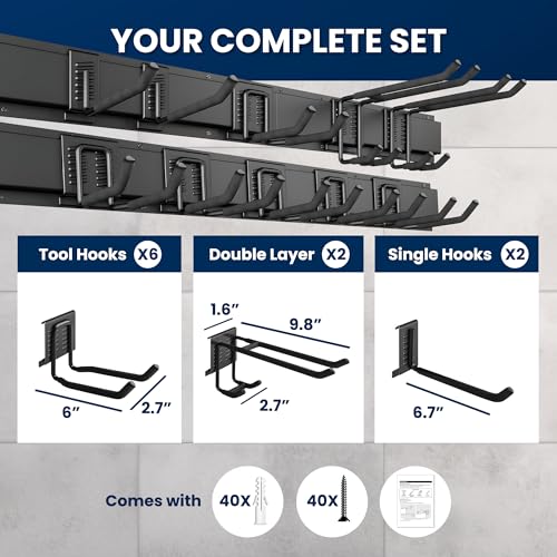 64'' All Metal Garage Tool Organizer Wall Mount (Black / 64" Alloy Steel)