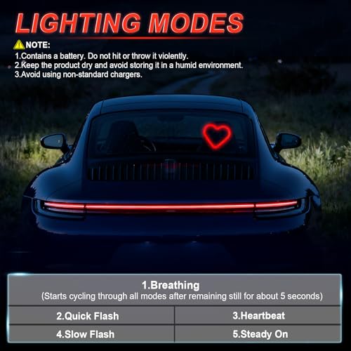 Heart Shaped Solar Powered Car LED Interior Ambient Light (Red / 1PCS)