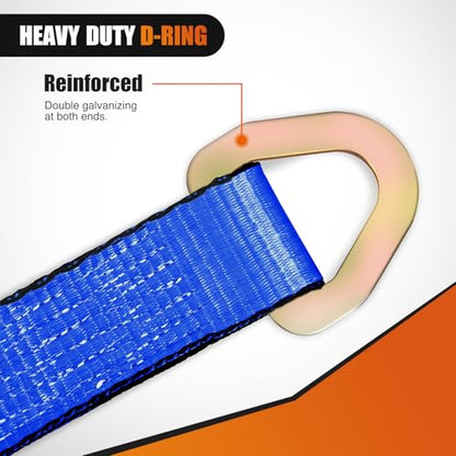 2" x 38" Axle Tie Down Straps with D (4Pcs 2in x 38in Axle Tie Down Straps Blue)