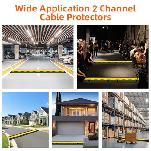 3 Pack 2 Channel Cable Protector Ramp Traffic Wire and Hose Ramp Cord Cover Heavy Duty Channels 18 (2 Channel 3 Pack)