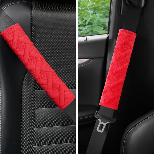 2 Pack Universal Car Seat Belt Pads Cover for A More Comfortable Driving (red)
