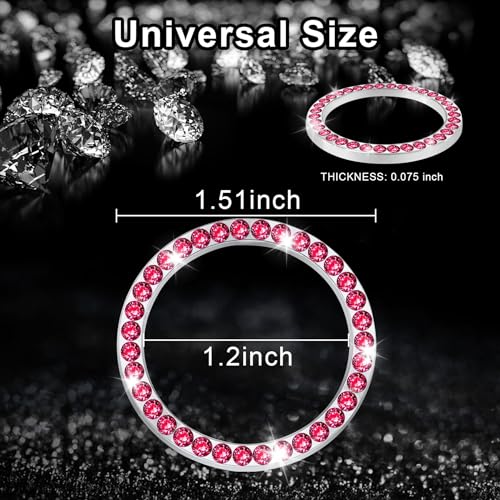 2 PCS Crystal Rhinestone Car Engine Start Stop Decoration Ring (Red)