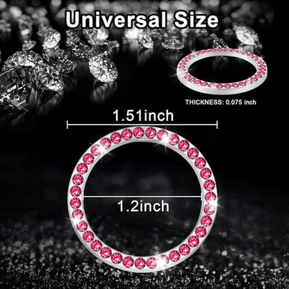 2 PCS Crystal Rhinestone Car Engine Start Stop Decoration Ring (Red)