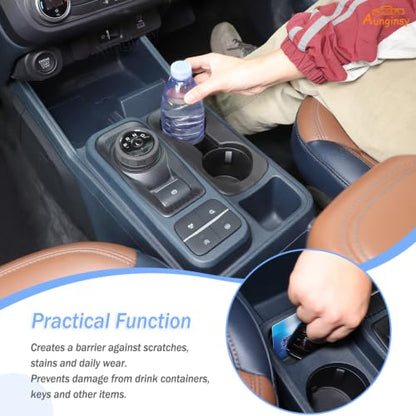 Center Console Cup Holder Insert Kit Compatible with Ford Maverick 2022+ (Black(Kit))