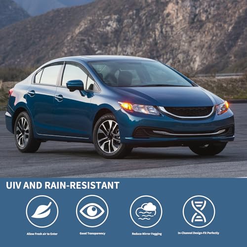 4PCS Window Visors Rain Guards Fits for Honda Civic 2012 (For Honda Civic 2012-2015)