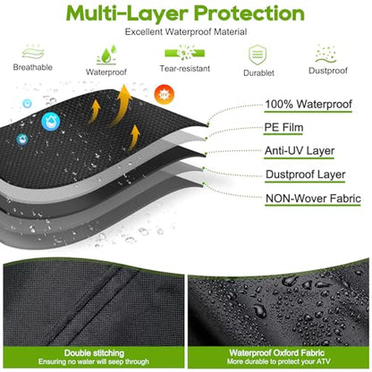 ATV Cover Waterproof Heavy Duty XXXL 102 Inches 300D Oxford Cloth Quad ATC 4 Wheeler Rain Cover All Weather for Polaris Sportsman Yamaha Honda Kawasaki Quad Bike (XXXL:102*48*48 Inch / Black)