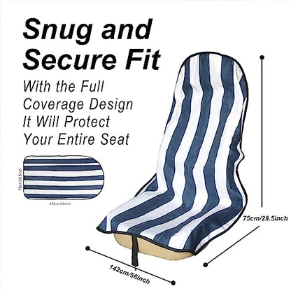 Car Seat Cover Protector Front Seats (2Pcs Front Seat Towel / Blue Stripe)