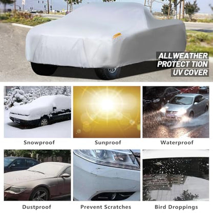 Waterproof Car Cover All Weather Snowproof UV Protection Windproof Outdoor Full Truck Cover (Xxl Fit Truck Length(242- 250 Inch) / All silvery)