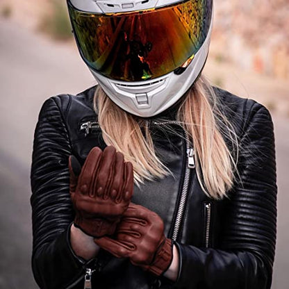 Womens Full Finger Touch Motorcycle Gloves GL016 Saddle XL (X-Large / Saddle)