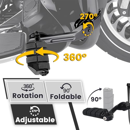 1.25" Highway Pegs Long Angled Pegs Adjustable for Harley Davidson Touring Road King Road Glide Street Glide Electra Glide Dyna Sportster Softail 1 1 (B03-Black / Long)