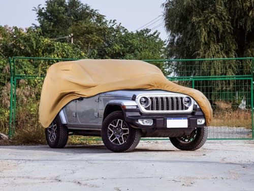 Heavy Duty Car Cover Custom Fit for 2007 (Custom Fit Jeep Wrangler 4 Door / brown)