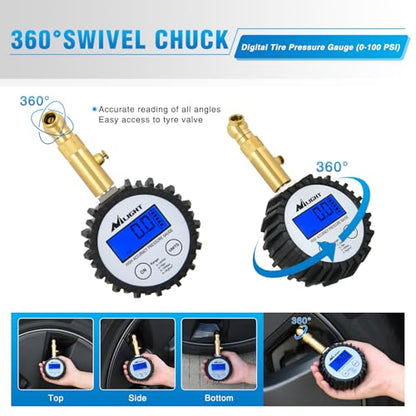 Digital Tire Pressure Gauge 100PSI ANSI 2A Certified (Digital Tire Gauge)