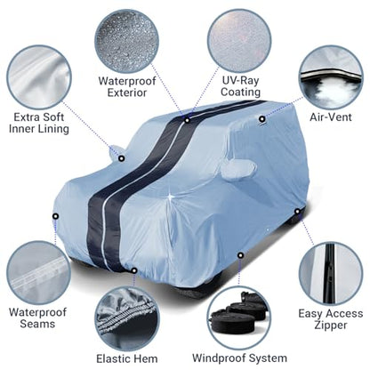 Car Cover Waterproof All Weather for 2002 (65. Explorer 2-Door 2002-2005 / Gray / Black (Stripe))