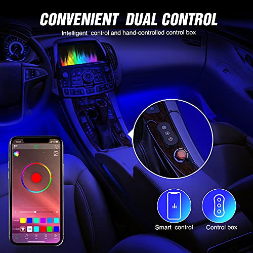 Car Interior Lights with APP Control 16 Million RGB Colors Strip Lights with Music Sync Mode and Multiple Scene Options for Cars Trucks SUVs (LED Strip Lights - APP)