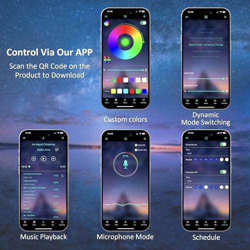 Interior Car LED Strip Lights with Wireless APP
