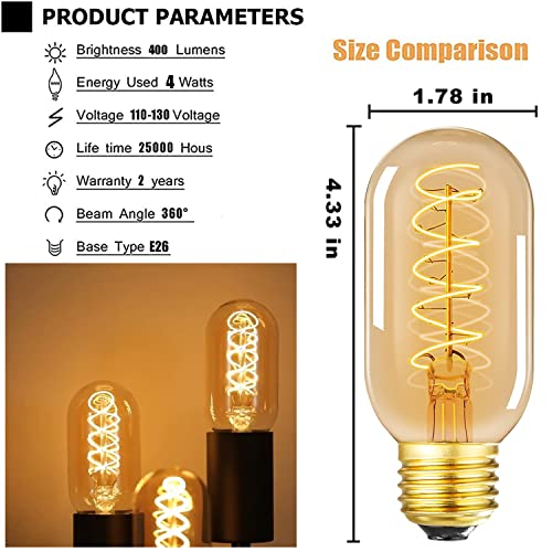 Vintage LED Spiral Filament Bulb T14 (4.33in(110mm))