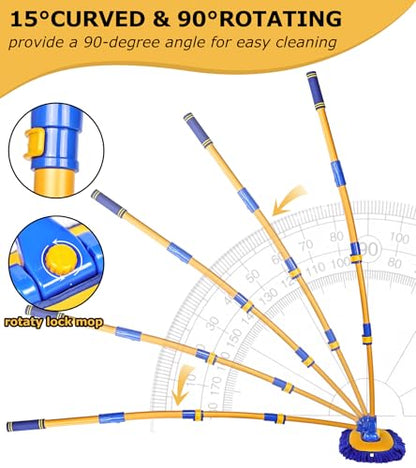 56.7" Car Wash Brush Mop Kit Mitt Sponge with Long Handle Car Cleaning Supplies Kit Tools Car Washing Duster Exterior Scratch Free (Blue)