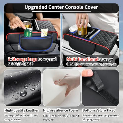 5-in-1 Center Console Cover Fit for Chevy Colorado #005 Redline (Fit for Chevy Colorado / #005 Black&Red)