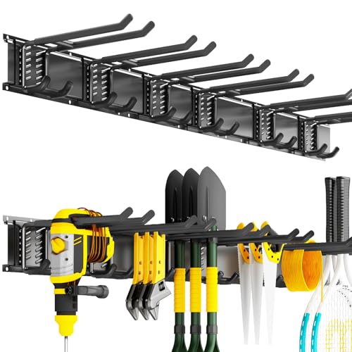 Garage Tool Organizer Wall Mount (48" - 6 Bilayer Hooks)