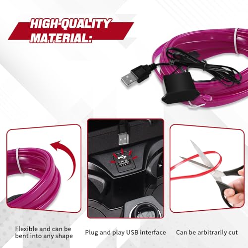 EL Wire Interior Car LED Strip Lights (Purple / USB)