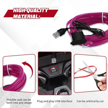 EL Wire Interior Car LED Strip Lights (Purple / USB)