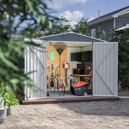 Metal Outdoor Storage Shed (Light Gray / 8x6 Ft)
